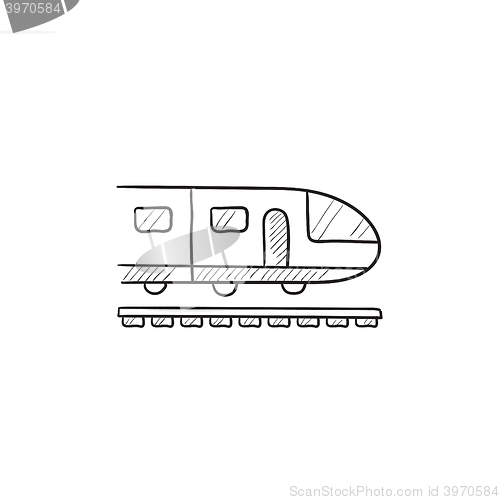 Image of Modern high speed train sketch icon.