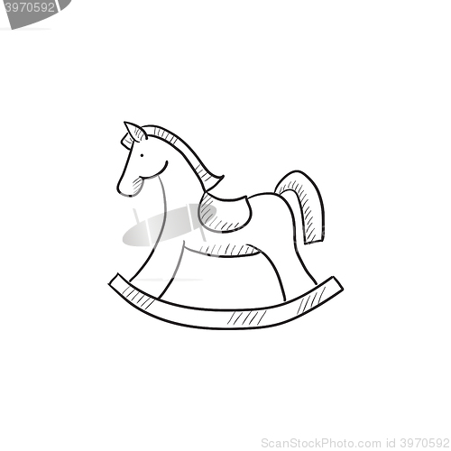 Image of Rocking horse sketch icon.