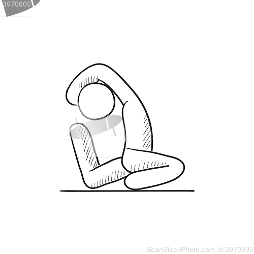 Image of Man practicing yoga sketch icon.