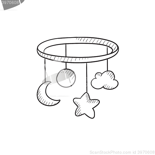 Image of Baby bed carousel sketch icon.