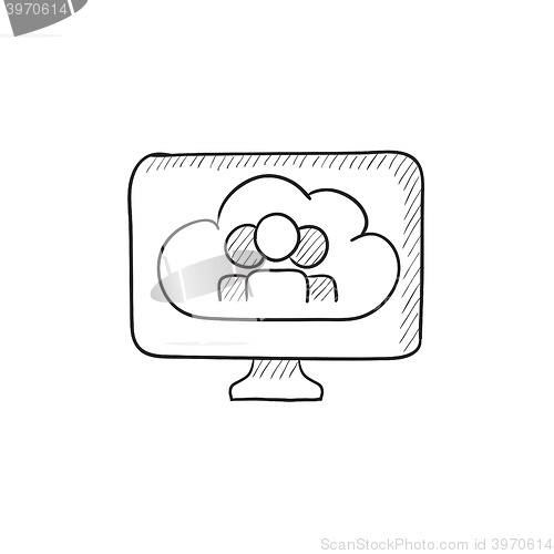 Image of Cloud computing sketch icon.