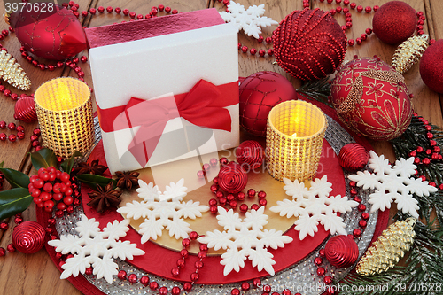 Image of Christmas Gift Box and Decorations