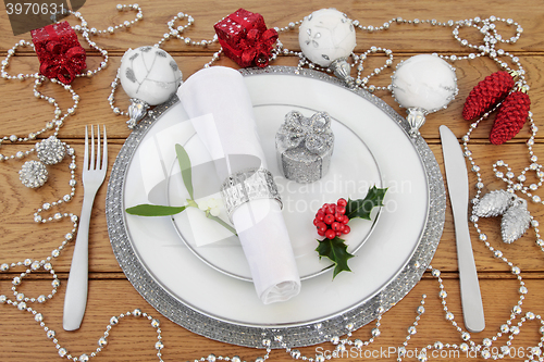 Image of Christmas Place Setting with Decorations