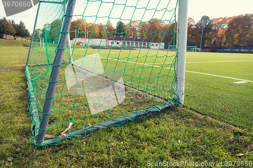 Image of close up of football goal on field