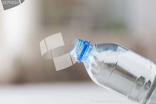 Image of close up of plastic bottle with drinking water