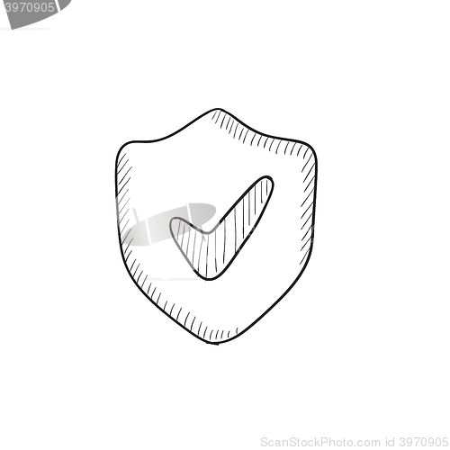 Image of Shield with check mark sketch icon.