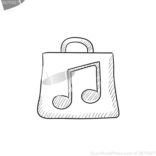 Image of Bag with music note sketch icon.