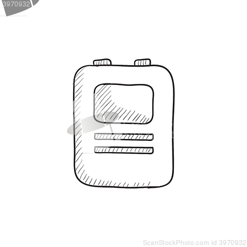 Image of Heart defibrillator sketch icon.