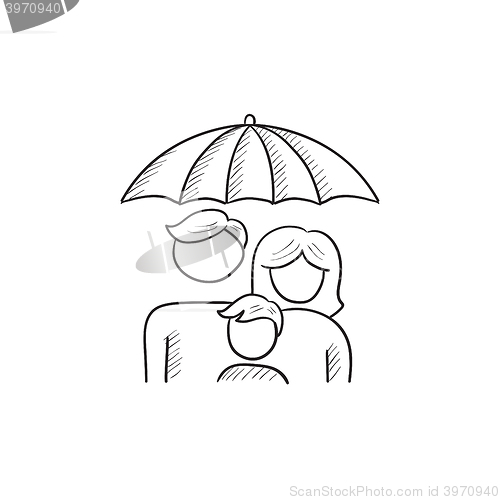 Image of Family insurance sketch icon.