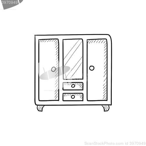 Image of Wardrobe with mirror sketch icon.