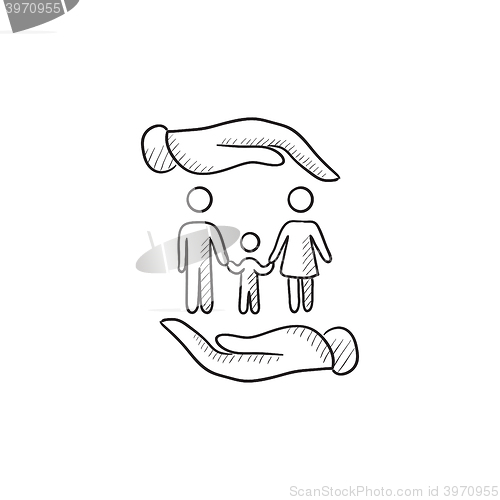 Image of Family and hands sketch icon.
