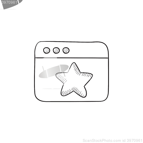 Image of Browser window with star sign sketch icon.