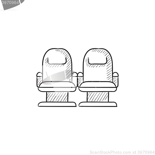 Image of Cinema chairs sketch icon.