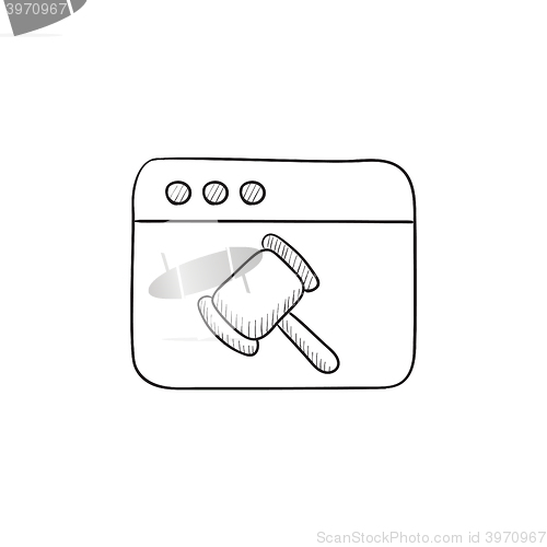 Image of Browser window with judge hammer sketch icon.