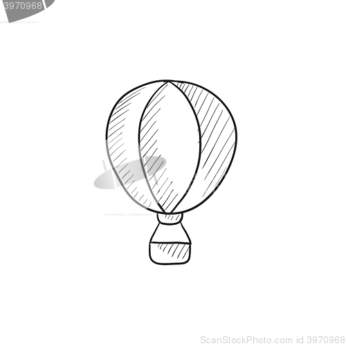 Image of Hot air balloon sketch icon.