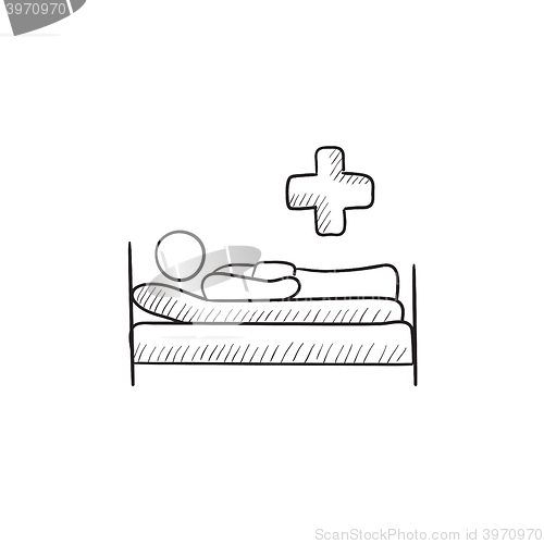 Image of Patient lying on bed  sketch icon.