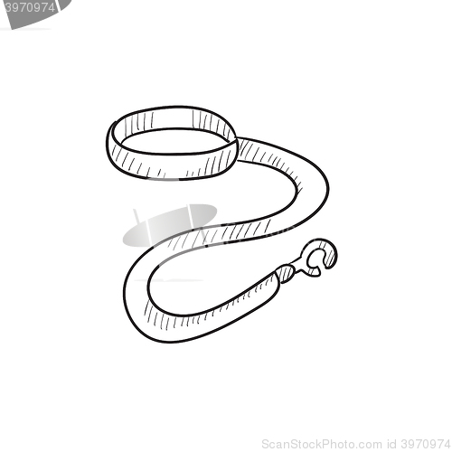Image of Dog leash and collar sketch icon.