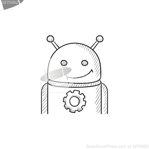 Image of Android with gear sketch icon.