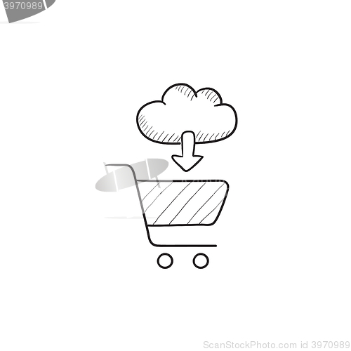 Image of Online shopping sketch icon.