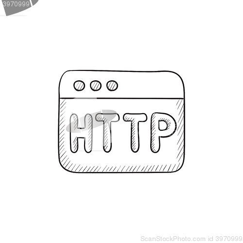 Image of Browser window with http text sketch icon.