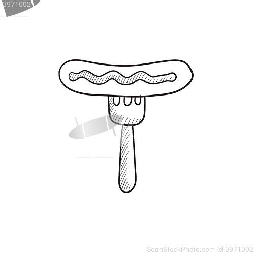 Image of Sausage on fork sketch icon.