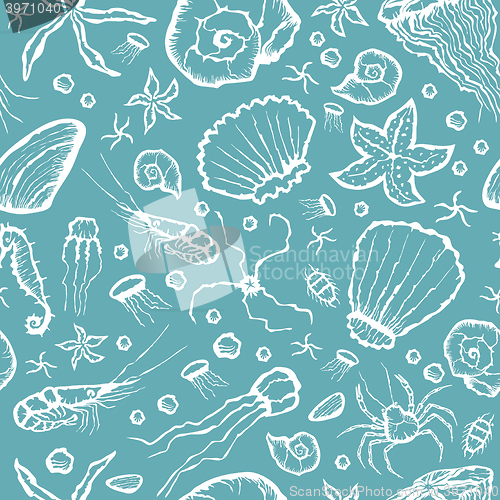 Image of  seamless sea creatures pattern