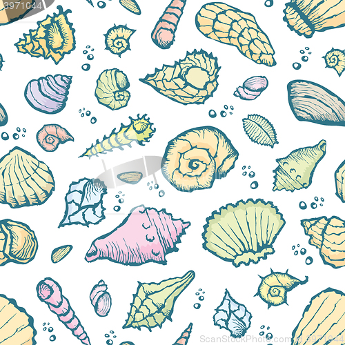 Image of  seamless summer shell pattern