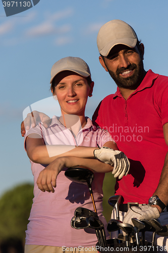 Image of portrait of couple on golf course