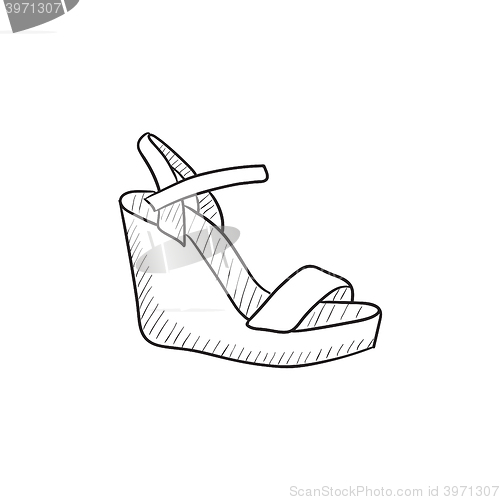 Image of Women platform sandal sketch icon.