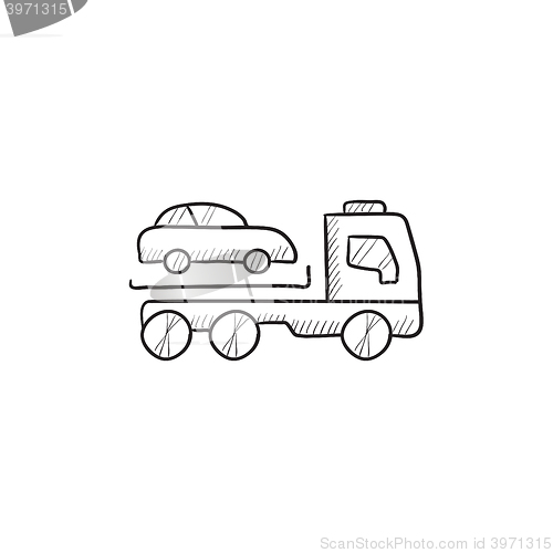 Image of Car towing truck sketch icon.