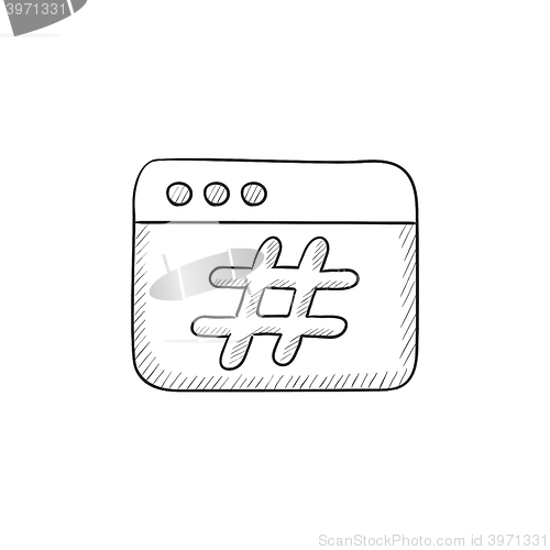 Image of Browser window with hashtag sketch icon.