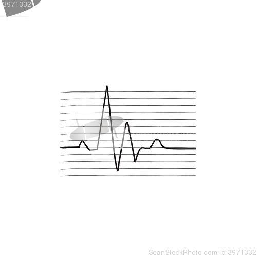 Image of Heart beat cardiogram sketch icon.