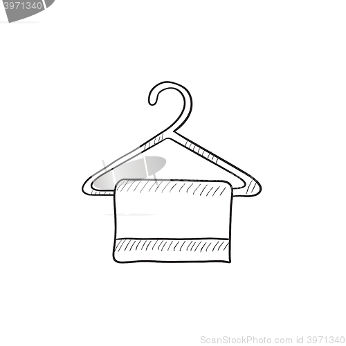 Image of Towel on hanger sketch icon.