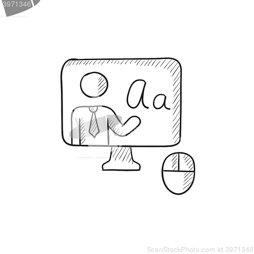 Image of Online education sketch icon.