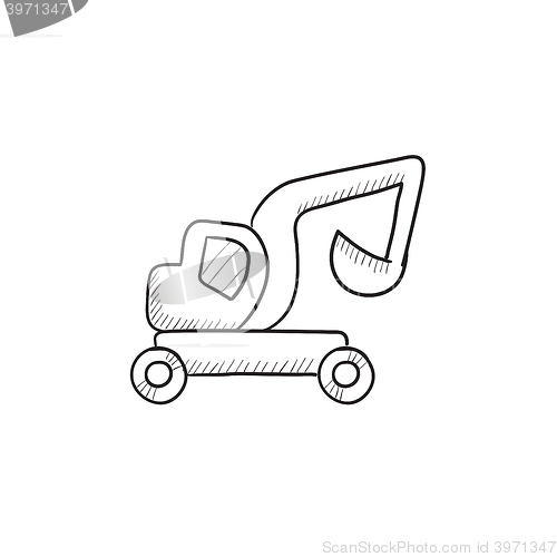 Image of Excavator truck sketch icon.