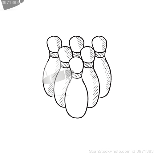 Image of Bowling pins sketch icon.