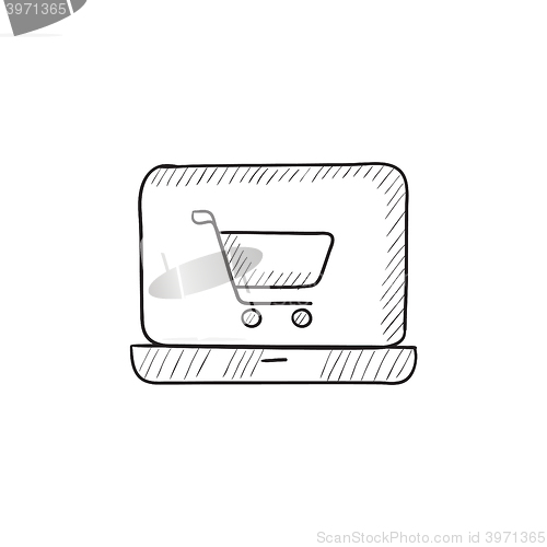 Image of Online shopping sketch icon. 