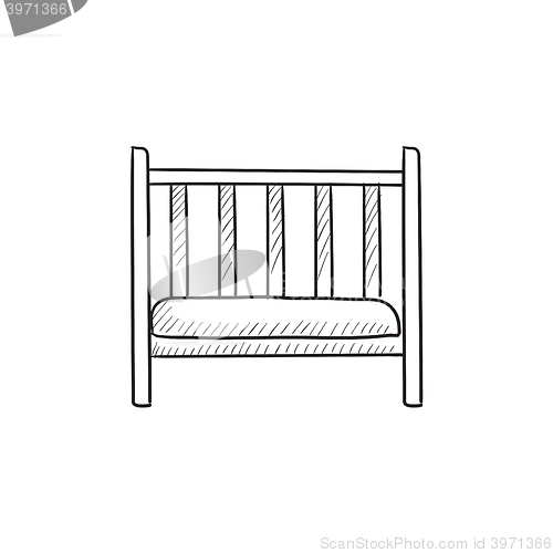 Image of Baby cot sketch icon.