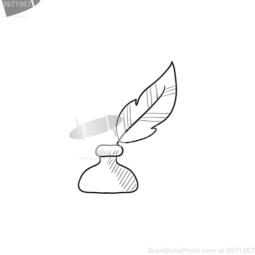 Image of Feather in inkwell sketch icon.