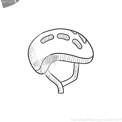 Image of Bicycle helmet sketch icon.