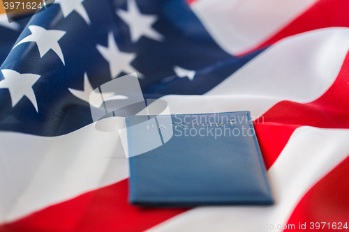 Image of close up of american flag and passport