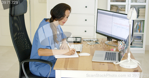 Image of Doctor working at her desk in the office