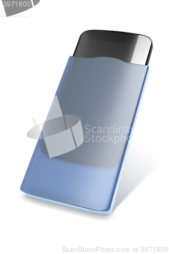 Image of smartphone in a blue case