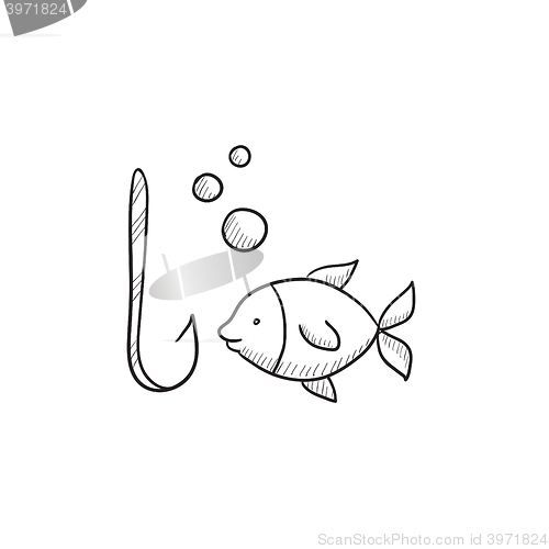 Image of Fish with hook sketch icon.