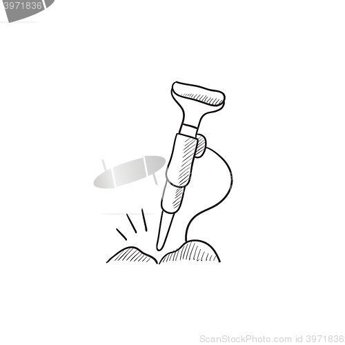 Image of Pneumatic hammer drill sketch icon.