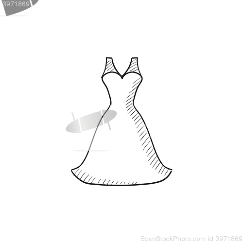 Image of Wedding dress sketch icon.