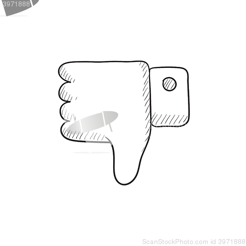 Image of Thumb down hand sign sketch icon.