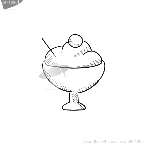 Image of Cup of ice cream sketch icon.