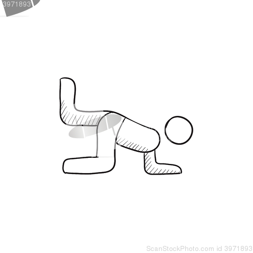 Image of Man exercising buttocks sketch icon.