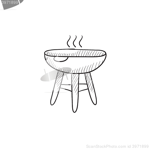 Image of Kettle barbecue grill sketch icon.